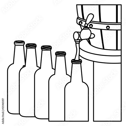 contour beer bottles filling up icon, vector illustration