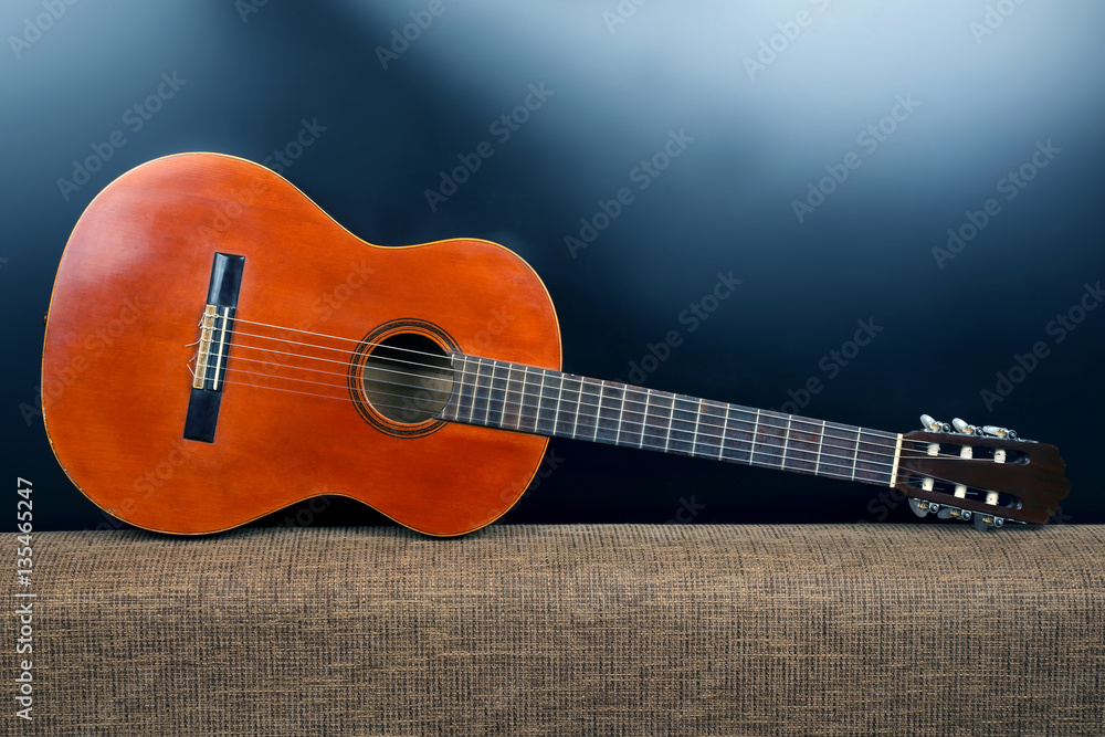 Fototapeta premium classical acoustic guitar closeup