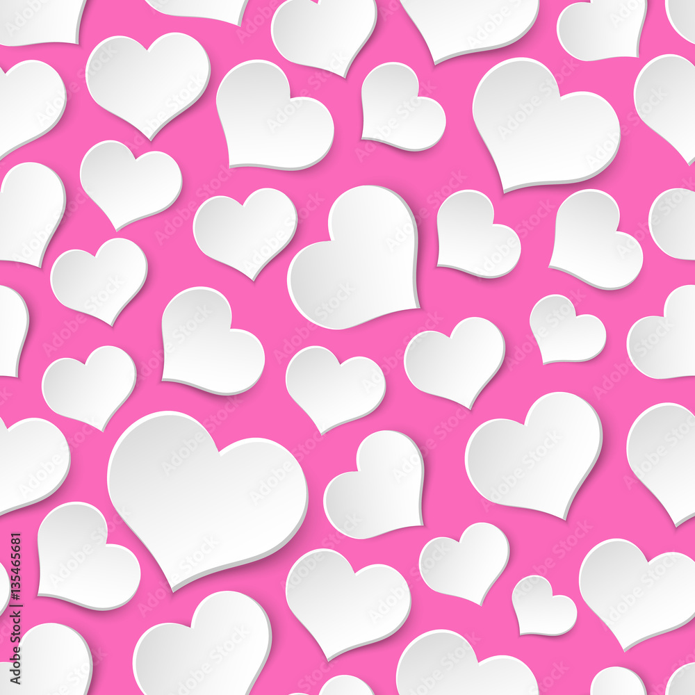 white and pink seamless pattern with valentine hearts eps10