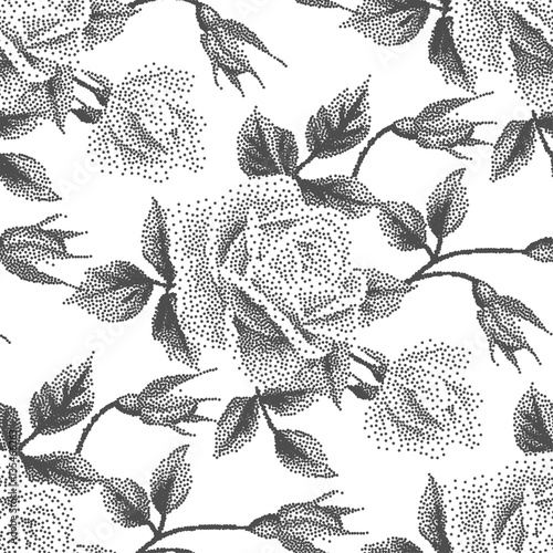 Pointillism floral pattern