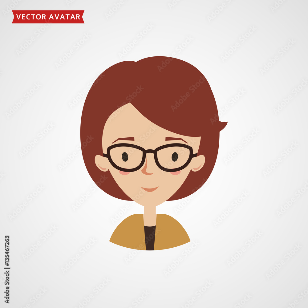 Woman wearing glasses. Vector avatar.