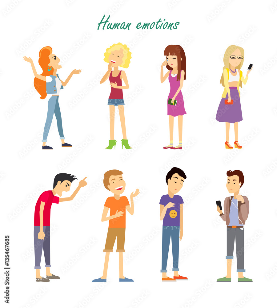 Set of Emotions. Quarrel Indifference Love Parting Set of Emotions. Quarrel Indifference Love Parting