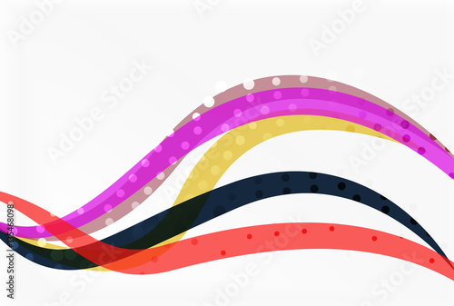 Color overlapping wave stripes, vector abstract background.