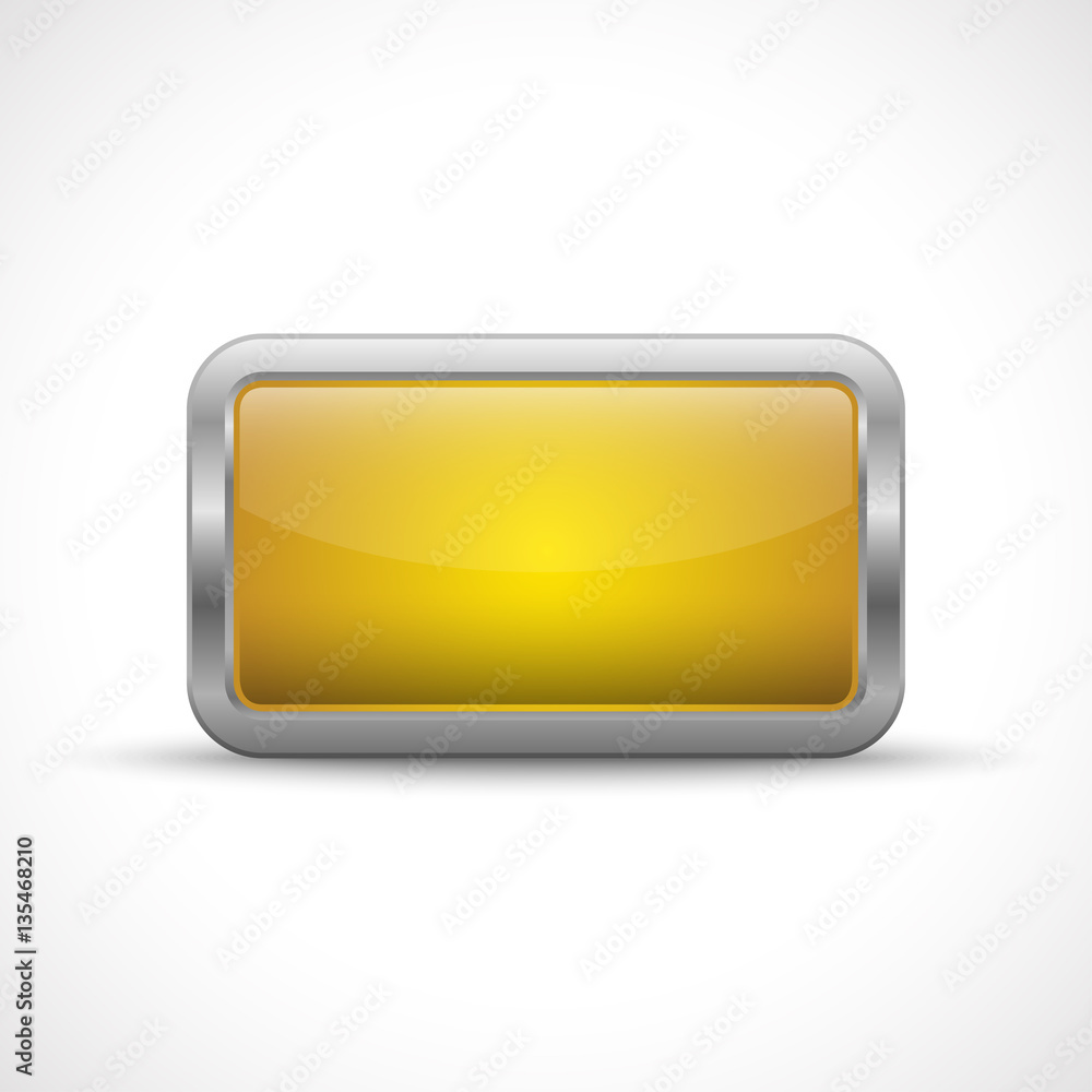 Yellow glossy button with metallic elements. Template for icons Yellow glossy button with metallic elements. Template for icons