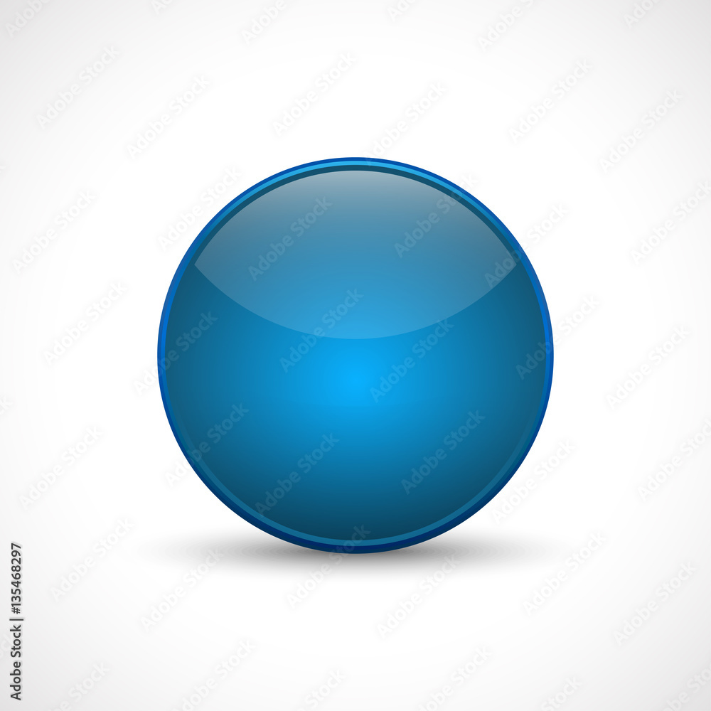Blue glossy button. Template for icons