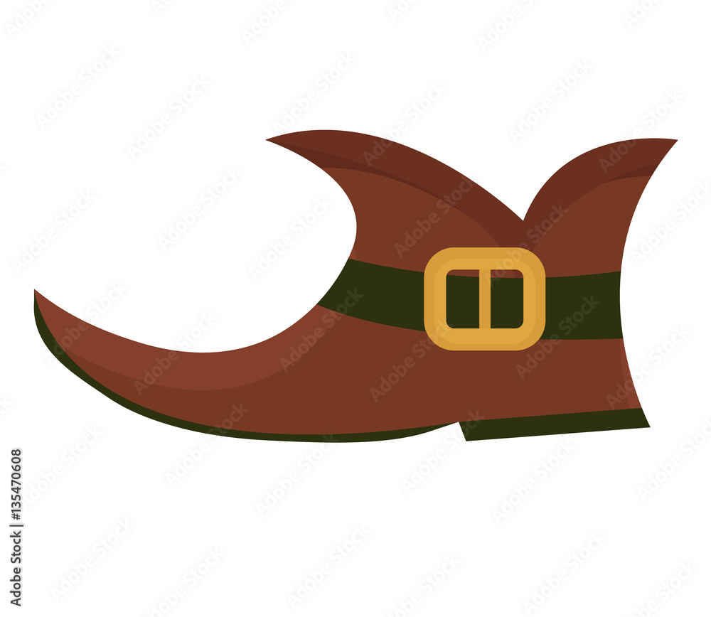 Boots leprechaun, icon flat style. St. Patrick's Day symbol. Isolated on white background. Vector illustration Boots leprechaun, icon flat style. St. Patrick's Day symbol. Isolated on white background. Vector illustration