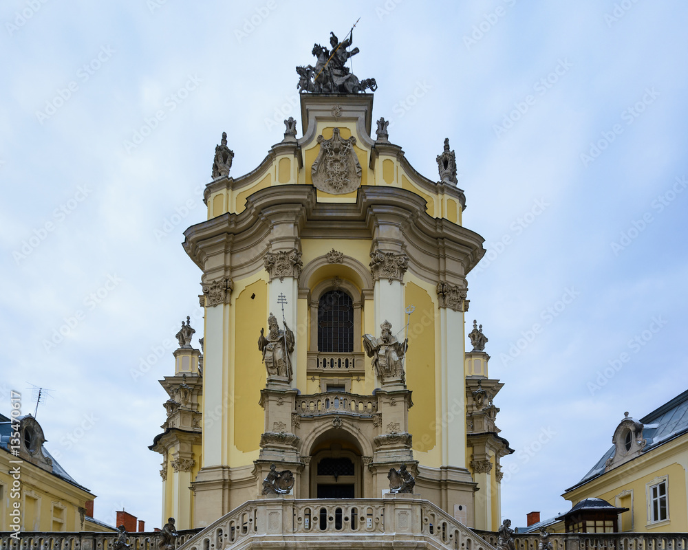 View of the St. George's Cathedral, Lviv, Ukraine.
