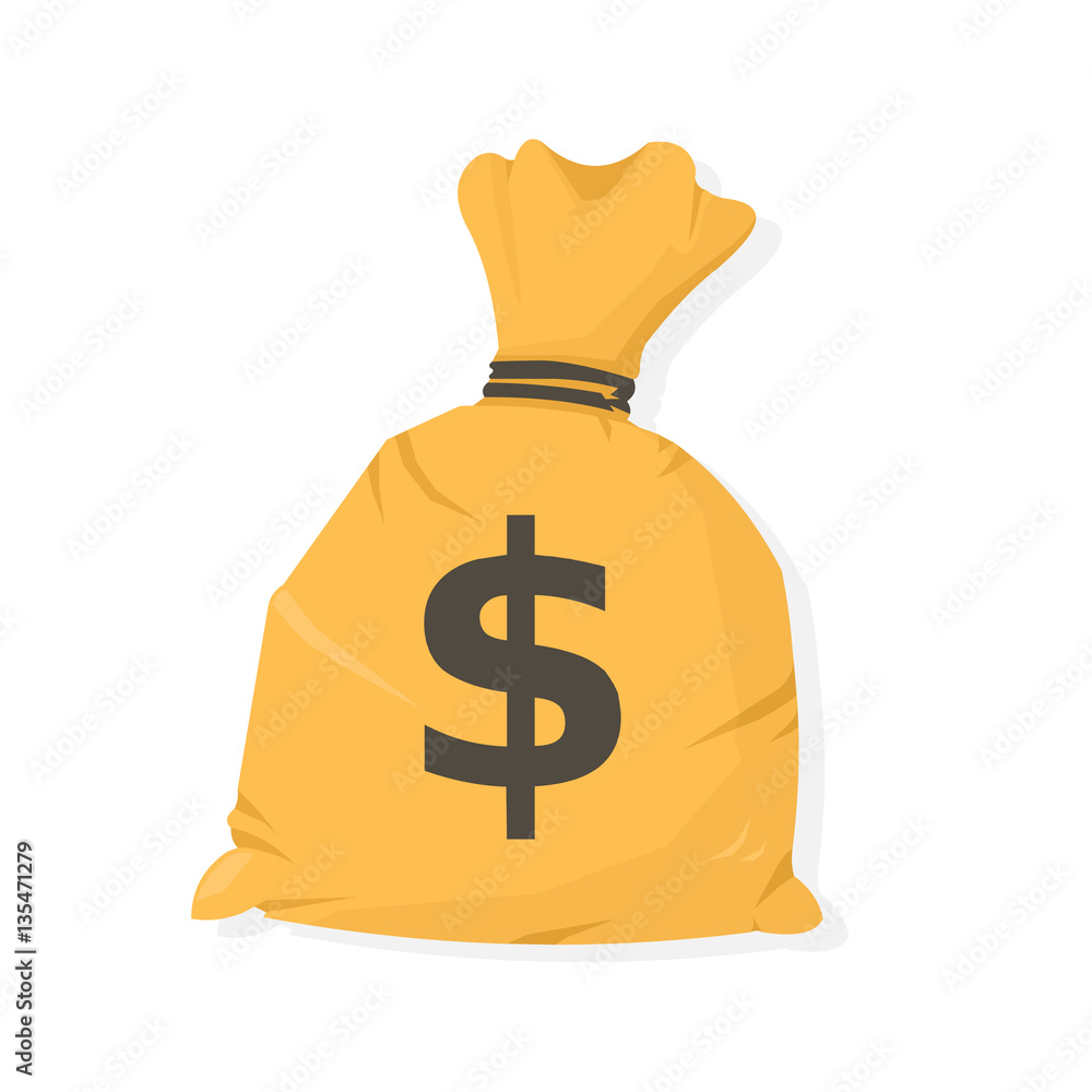 Money Bag Icon. Vector illustration of a cash bag with dollar sign. Stock  Vector