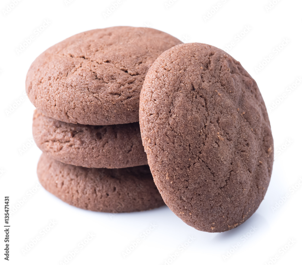 Chocolate cookies on the white background Chocolate cookies on the white background