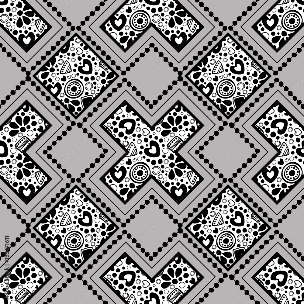 Seamless vector decorative hand drawn pattern. ethnic endless background with ornamental decorative elements with traditional etnic motives, tribal geometric figures. Seamless vector decorative hand drawn pattern. ethnic endless background with ornamental decorative elements with traditional etnic motives, tribal geometric figures.