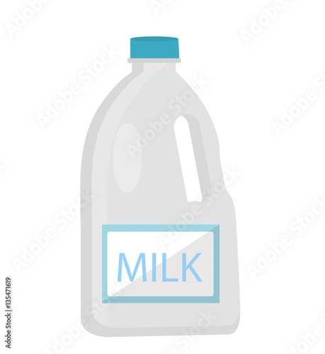 Milk in plastic bottles icon flat style. Isolated on white background. Vector illustration