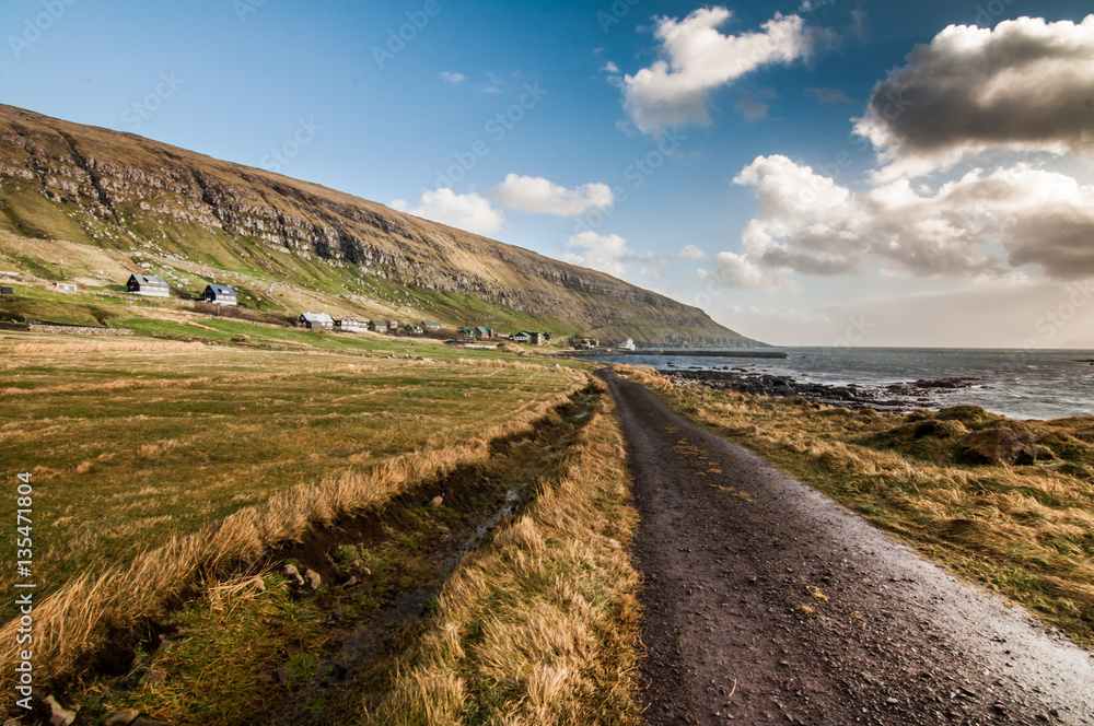 Fototapeta premium On the gravel road, Faroes Islands