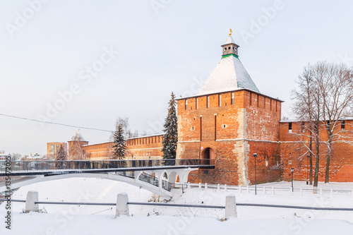 Nikolskaya tower of Nizhny Novgorod Kremlin at winter