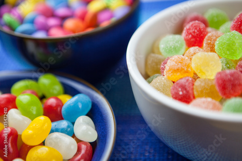 Colorful candy sweets in bowls