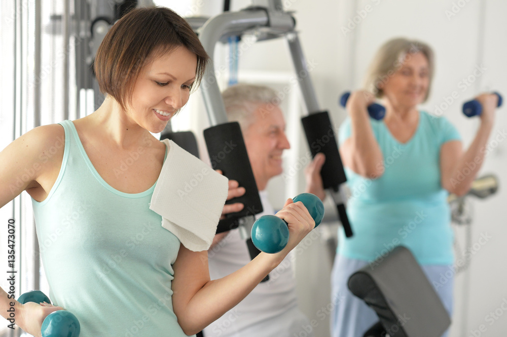 family doing exercises