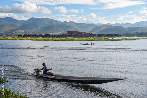 local man on the boat in Inle lake, Myanmar
