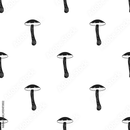 Brown cap boletus icon in black style isolated on white background. Mushroom pattern stock vector illustration.