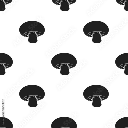 Champignon icon in black style isolated on white background. Mushroom pattern stock vector illustration. photo