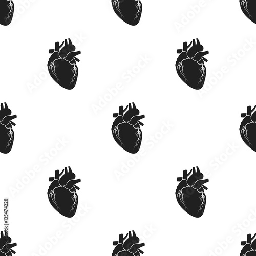 Heart icon in black style isolated on white background. Organs pattern stock vector illustration.