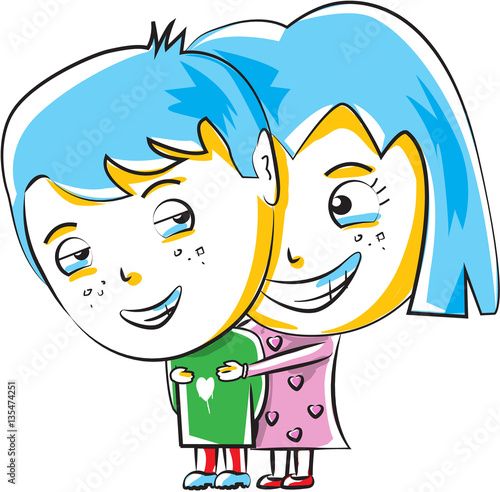 Cute little boy and girl playing around