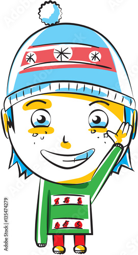 Cute little boy waving