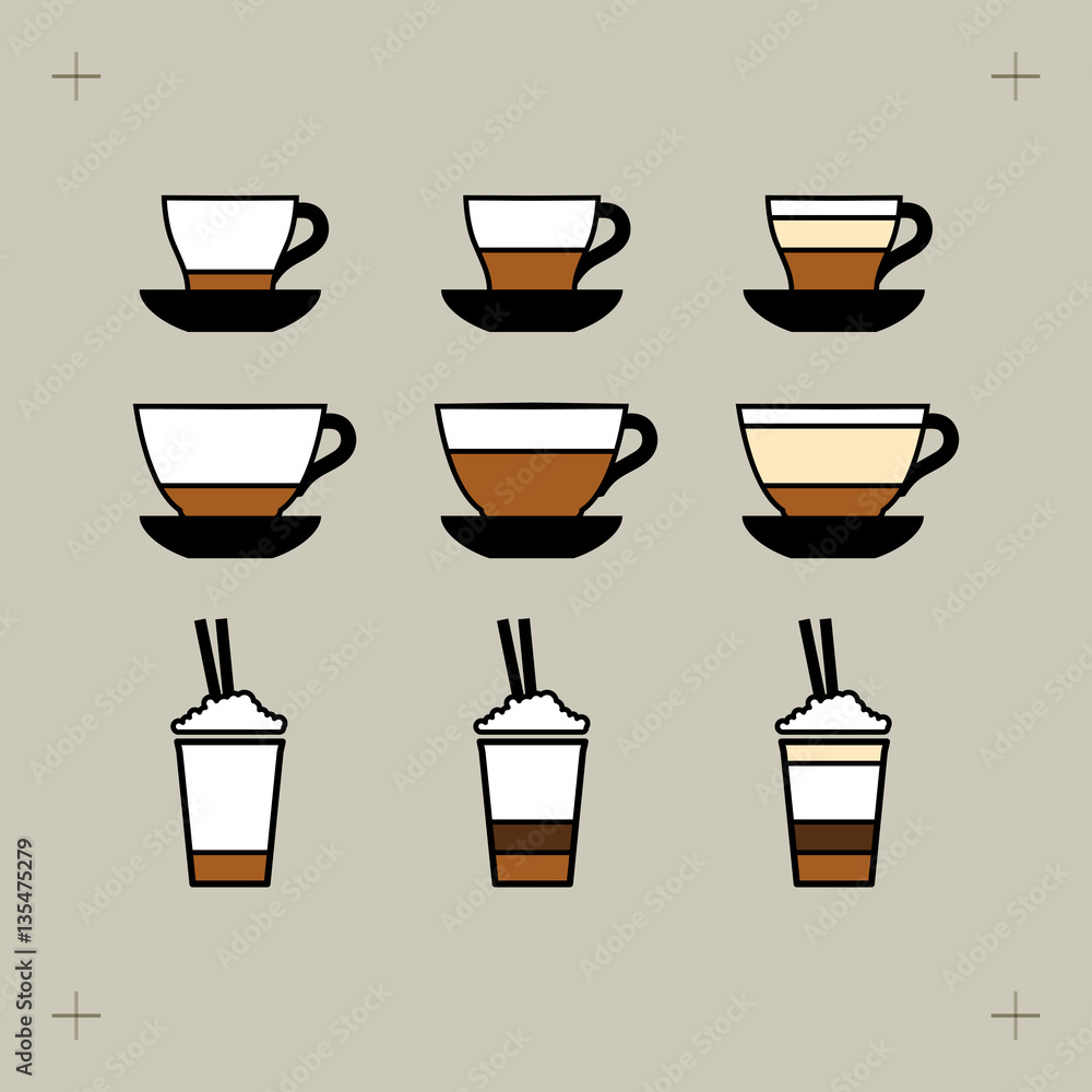 Coffee cups key line vector graphic style Coffee cups key line vector graphic style