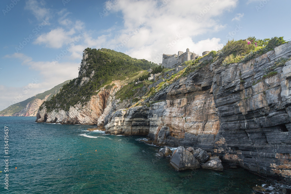 The coastline from Portovenere in the Ligurian region of Italy