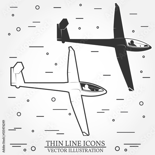 Set of glider silhouette icons.