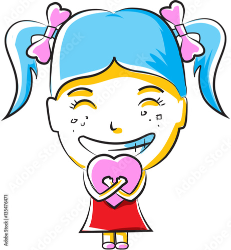Cute little girl holding a heart