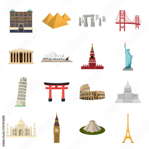 Countries set icons in cartoon style. Big collection of countries vector symbol stock illustration