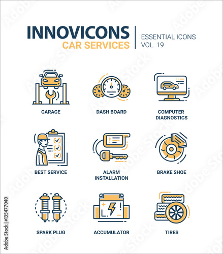 Car Services modern thin line design icons and pictograms