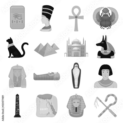 Ancient Egypt set icons in monochrome style. Big collection of ancient Egypt vector symbol stock illustration