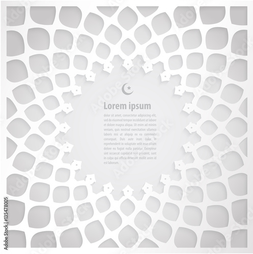White label ramadan kareem greeting card on islamic pattern background