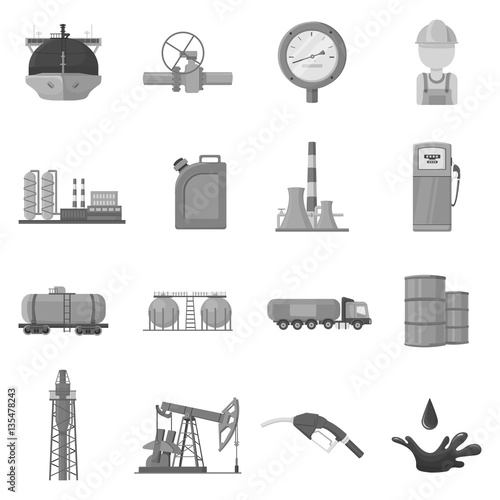 Oil industry set icons in monochrome style. Big collection of oil industry vector symbol stock illustration
