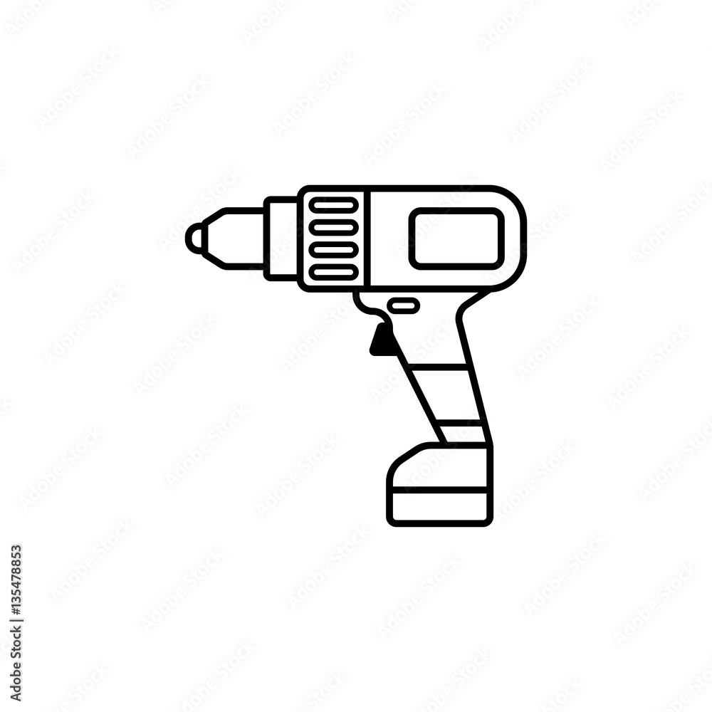 Electric Screwdriver line icon, build & repair elements, construction tool, a linear pattern on a white background, eps 10.