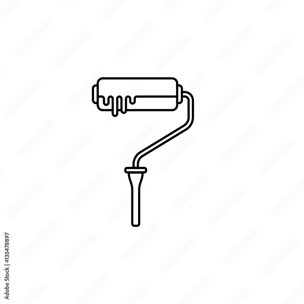 Paint Roller line icon, build & repair elements, construction tool, a linear pattern on a white background, eps 10. Paint Roller line icon, build & repair elements, construction tool, a linear pattern on a white background, eps 10.