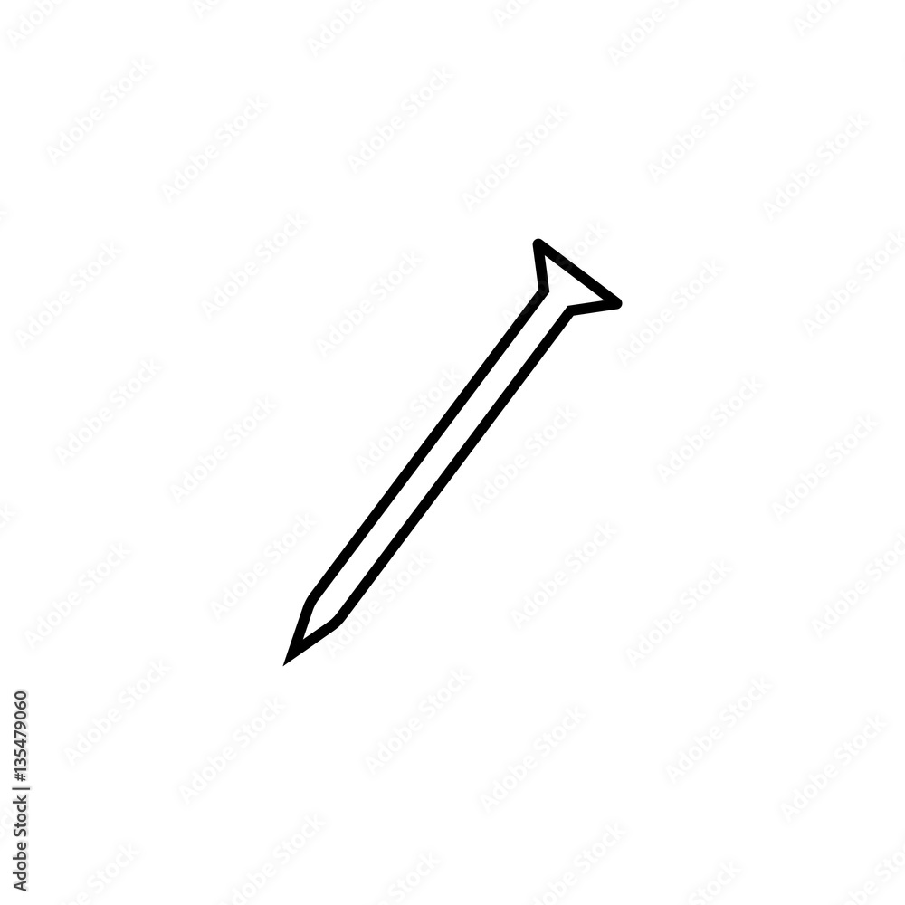 Iron nail line icon, build & repair elements, construction tool, a linear pattern on a white background, eps 10. Iron nail line icon, build & repair elements, construction tool, a linear pattern on a white background, eps 10.