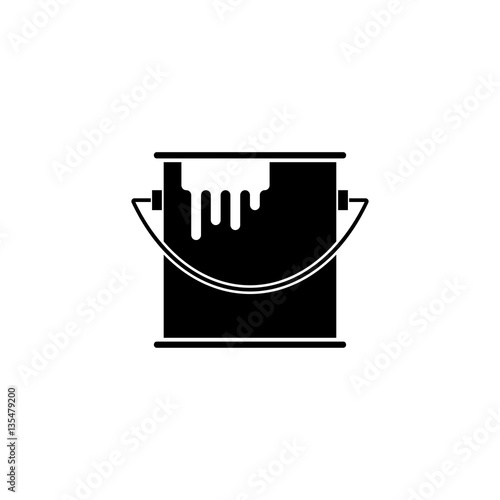Bucket of paint solid icon, build & repair elements, construction tool, a filled pattern on a white background, eps 10.