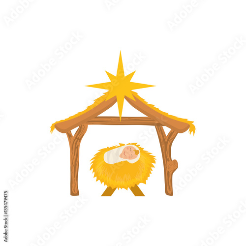 Christmas manger concept icon vector illustration graphic design