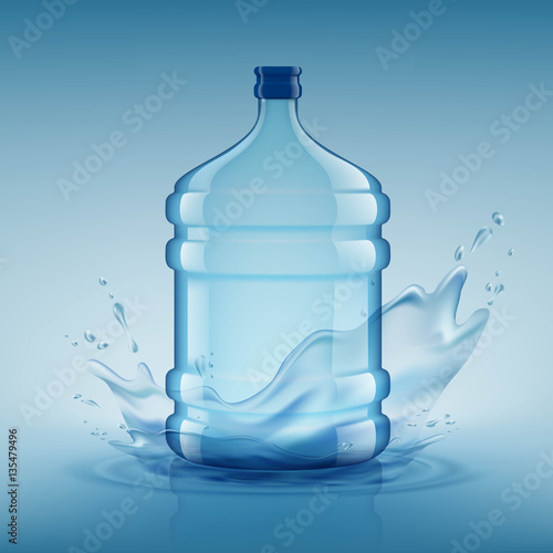 Big bottle with clean water. Plastic container for the cooler. S