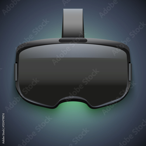 Original stereoscopic 3d vr headset on dark background with light. Front view. Vector illustration Isolated on white background.