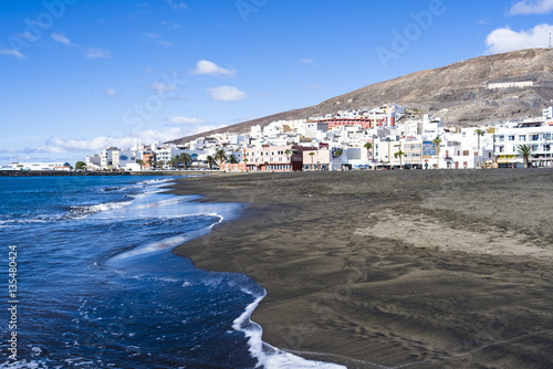 Beach, bay of Gran Tarajal on the Island of Fuerteventura, Canar