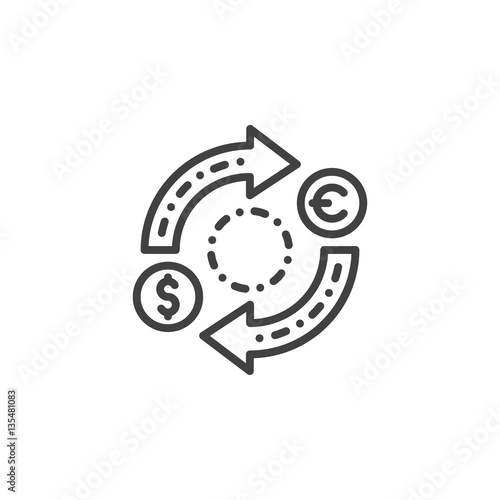 Currency exchange line icon, outline vector sign, linear pictogram isolated on white. Symbol, logo illustration