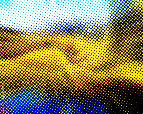 Blue Yellow Black and White Halftone