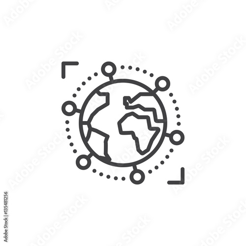 International, global business line icon, outline vector sign, linear pictogram isolated on white. Symbol, logo illustration