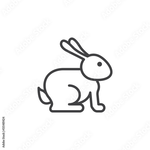 Easter rabbit line icon, outline vector sign, linear pictogram isolated on white. Symbol, logo illustration