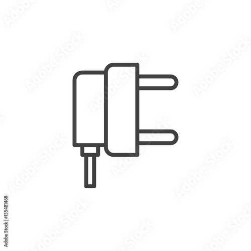 AC power plug line icon, outline vector sign, linear pictogram isolated on white. Symbol, logo illustration