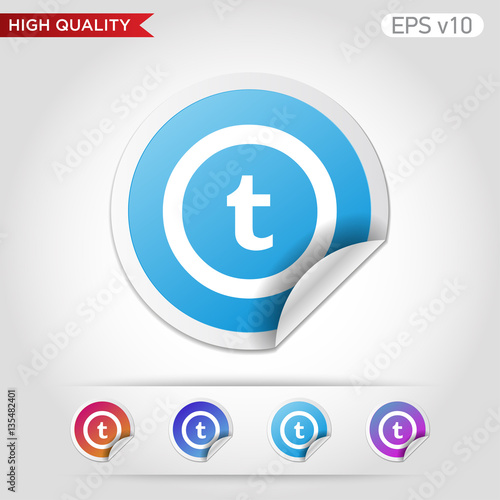 Colored icon or button of T letter symbol with background