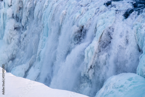 Frozen Gullfoss waterfall