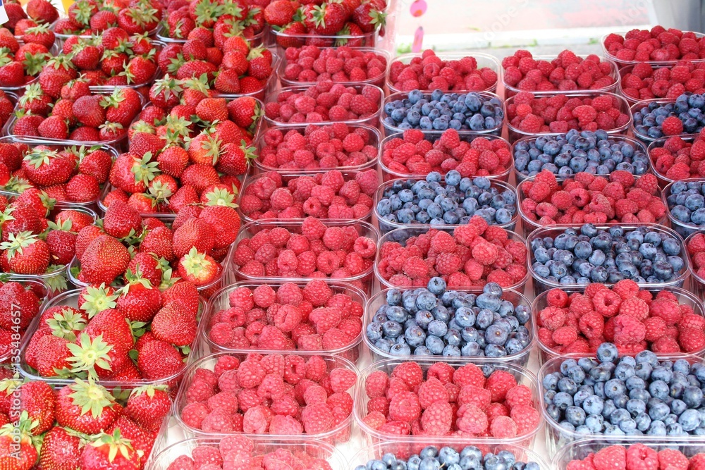 fresh berries at a market